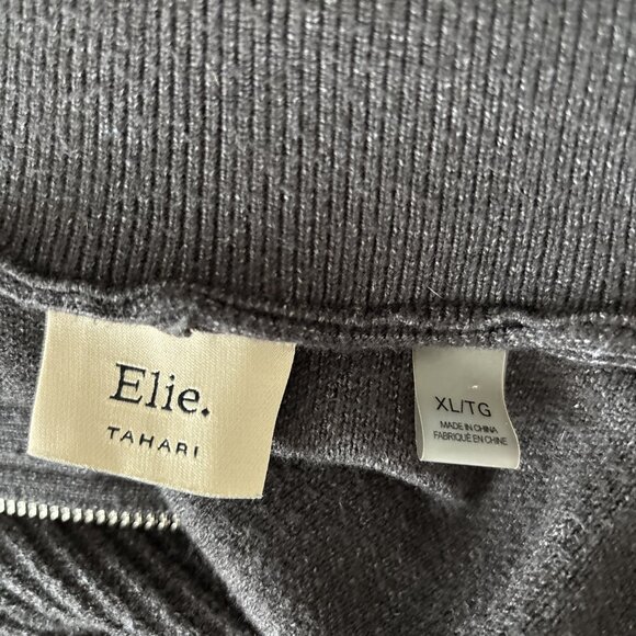 Elie Tahari Knit grey 1/4 zip Pullover cropped Sweater XLarge - Picture 9 of 12